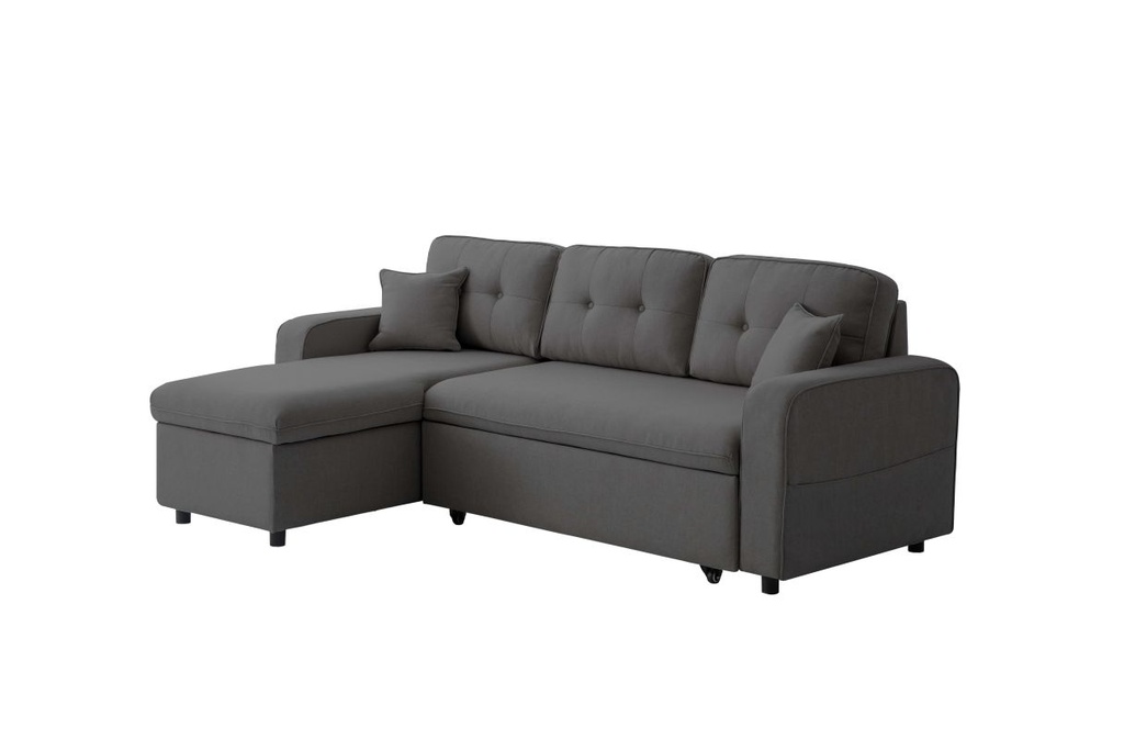 Canapé d'angle convertible réversible MARIVO en tissu - Gris foncé
