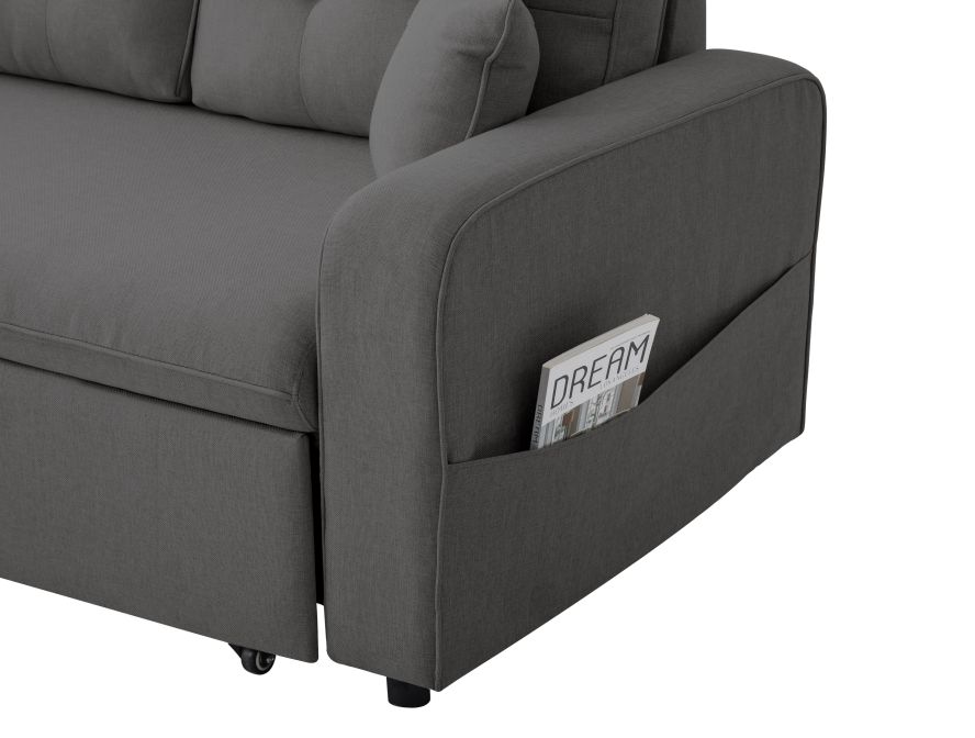 Canapé d'angle convertible réversible MARIVO en tissu - Gris foncé