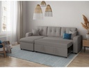 Canapé d'angle convertible réversible MARIVO  en tissu - Gris clair