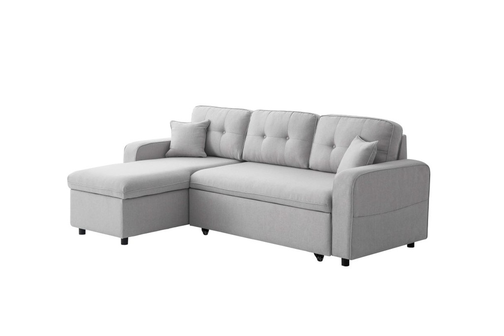 Canapé d'angle convertible réversible MARIVO  en tissu - Gris clair