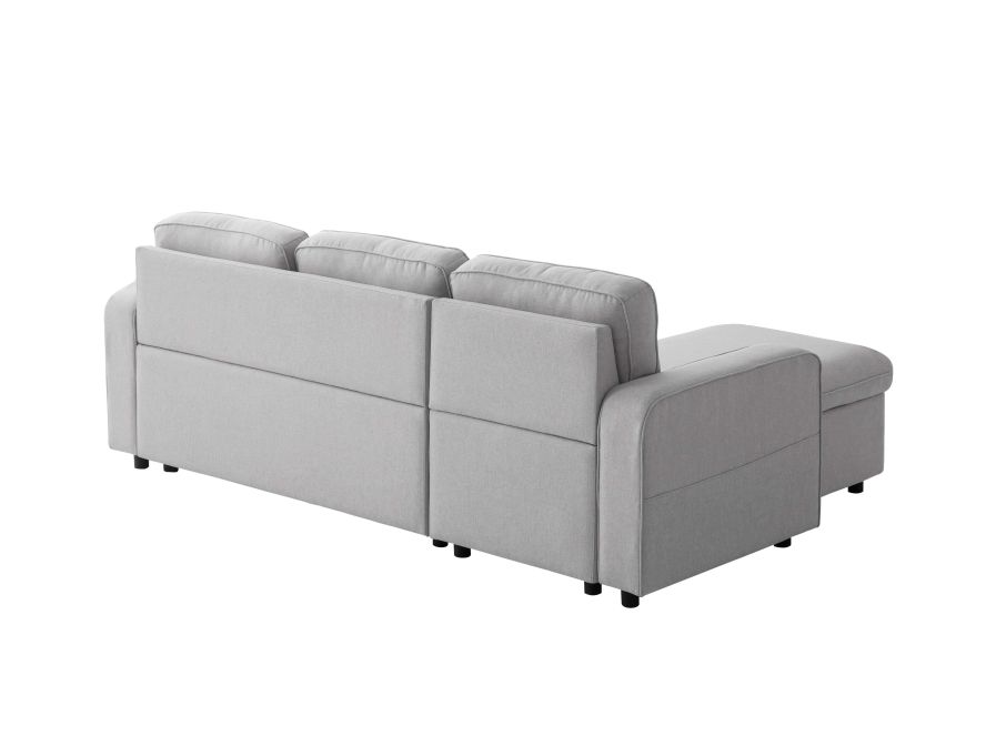 Canapé d'angle convertible réversible MARIVO  en tissu - Gris clair