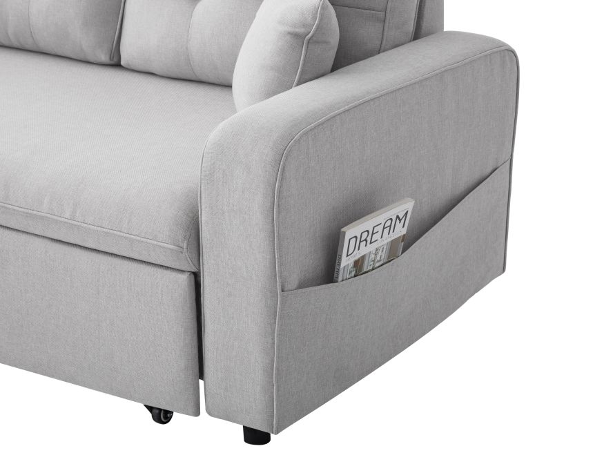 Canapé d'angle convertible réversible MARIVO  en tissu - Gris clair