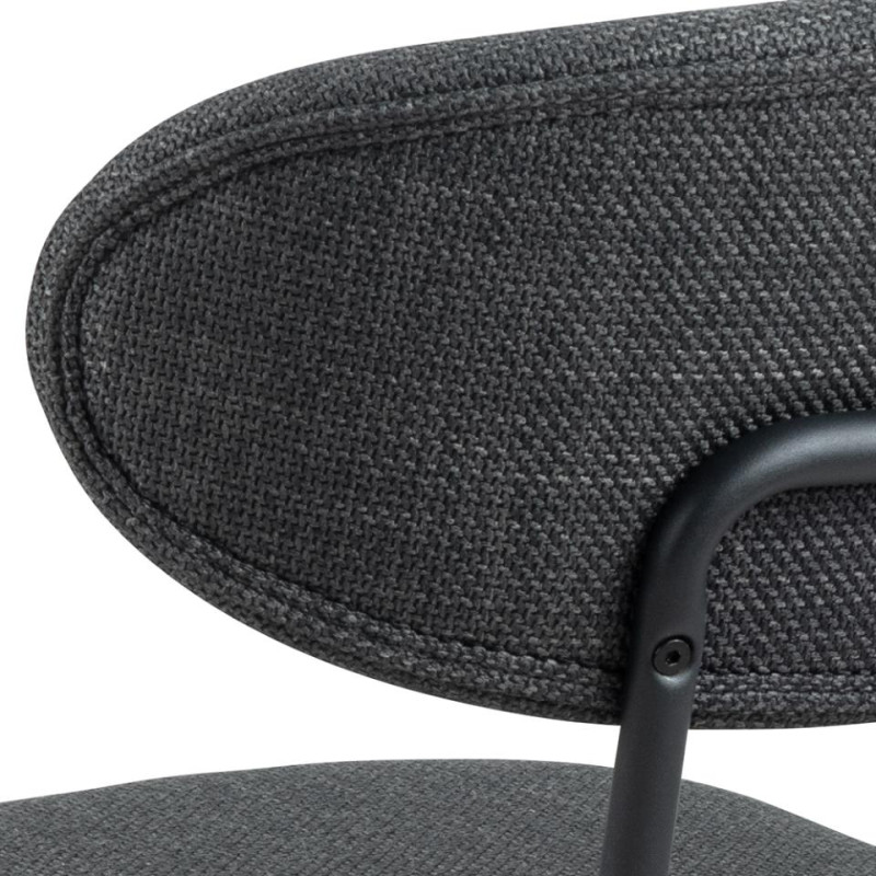 Lot 2 Chaises DENISE HA49 Métal noir mat & Tissu Basel gris foncé