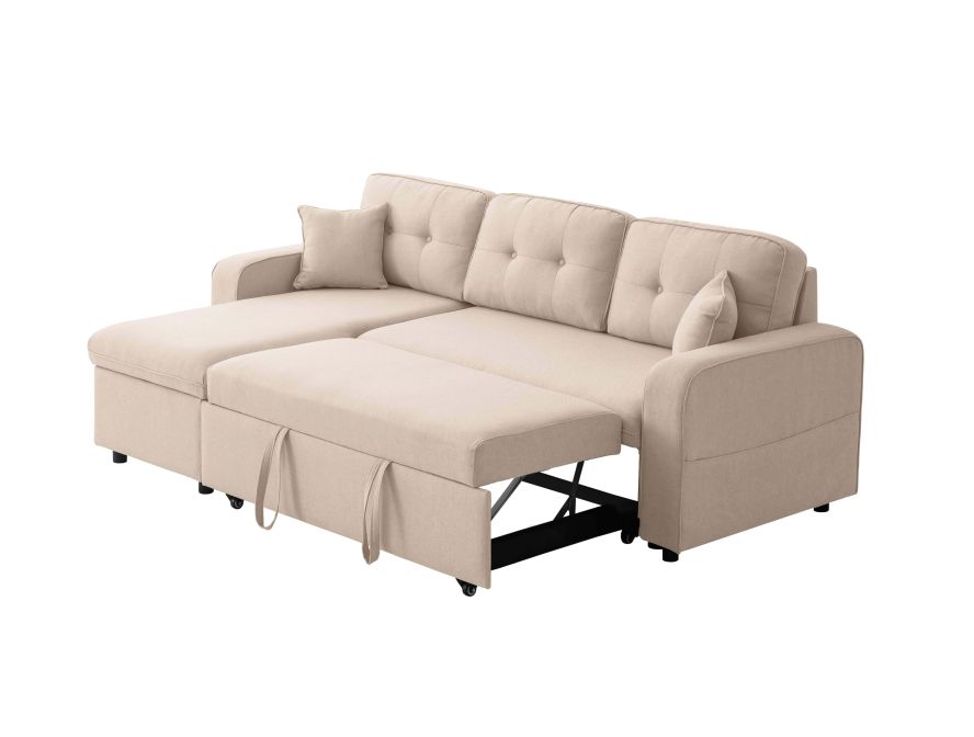 Canapé d'angle convertible réversible MARIVO  en tissu - Beige
