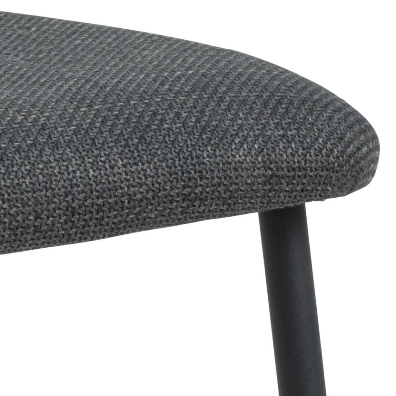 Lot 2 Chaises DENISE HA49 Métal noir mat & Tissu Basel gris foncé