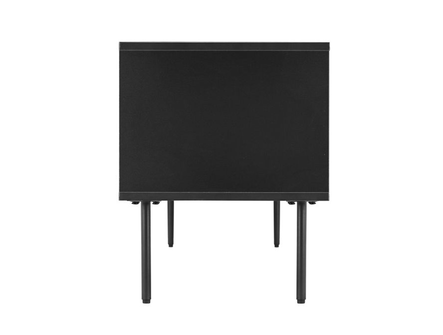 Meuble TV PAITON avec 2 portes à lattes noir - Noir