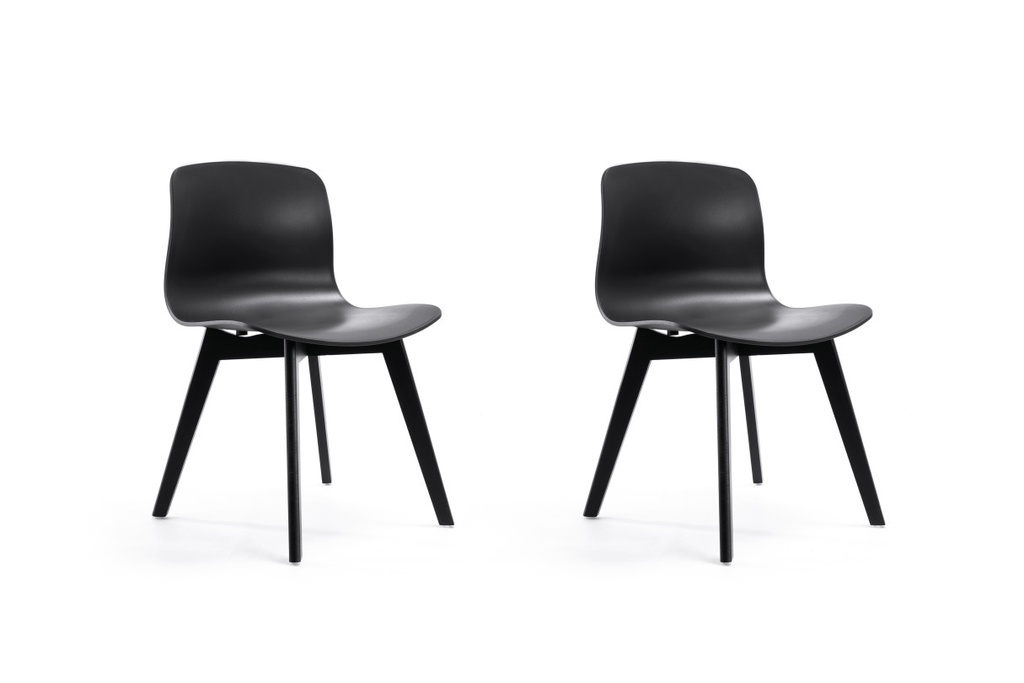 Lot de 2 chaises en polypropylène avec pieds en hêtre teintés A1872 - Noir