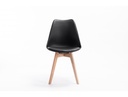 Lot de 2 chaises scandinaves TOMY en polypropylène coussin simili pieds en bois - Noir