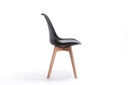 Lot de 2 chaises scandinaves TOMY en polypropylène coussin simili pieds en bois - Noir