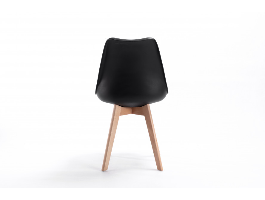 Lot de 2 chaises scandinaves TOMY en polypropylène coussin simili pieds en bois - Noir