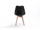 Lot de 2 chaises scandinaves TOMY en polypropylène coussin simili pieds en bois - Noir