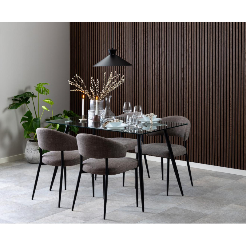 Lot 2 Chaises EDINA  Mét. Noir mat & Basel Gris-brun clair