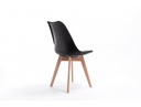 Lot de 2 chaises scandinaves TOMY en polypropylène coussin simili pieds en bois - Noir