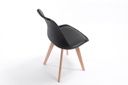 Lot de 2 chaises scandinaves TOMY en polypropylène coussin simili pieds en bois - Noir
