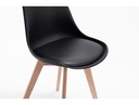 Lot de 2 chaises scandinaves TOMY en polypropylène coussin simili pieds en bois - Noir