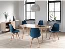 Lot de 2 chaises scandinaves TOMY en polypropylène coussin simili pieds en bois - Bleu pétrole