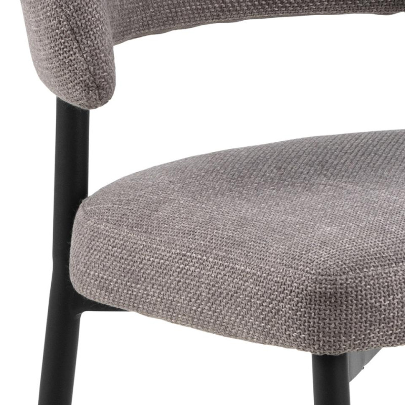 Lot 2 Chaises EDINA  Mét. Noir mat & Basel Gris-brun clair