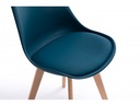 Lot de 2 chaises scandinaves TOMY en polypropylène coussin simili pieds en bois - Bleu pétrole