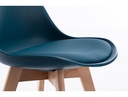 Lot de 2 chaises scandinaves TOMY en polypropylène coussin simili pieds en bois - Bleu pétrole