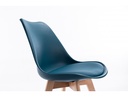 Lot de 2 chaises scandinaves TOMY en polypropylène coussin simili pieds en bois - Bleu pétrole