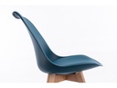 Lot de 2 chaises scandinaves TOMY en polypropylène coussin simili pieds en bois - Bleu pétrole