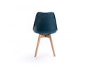 Lot de 2 chaises scandinaves TOMY en polypropylène coussin simili pieds en bois - Bleu pétrole
