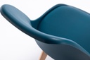 Lot de 2 chaises scandinaves TOMY en polypropylène coussin simili pieds en bois - Bleu pétrole