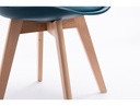 Lot de 2 chaises scandinaves TOMY en polypropylène coussin simili pieds en bois - Bleu pétrole