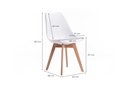 Lot de 2 chaises scandinaves TOMY en polypropylène coussin simili pieds en bois - Bleu pétrole
