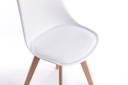 Lot de 2 chaises scandinaves TOMY en polypropylène coussin simili pieds en bois - Blanc