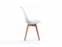 Lot de 2 chaises scandinaves TOMY en polypropylène coussin simili pieds en bois - Blanc