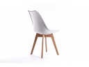 Lot de 2 chaises scandinaves TOMY en polypropylène coussin simili pieds en bois - Blanc