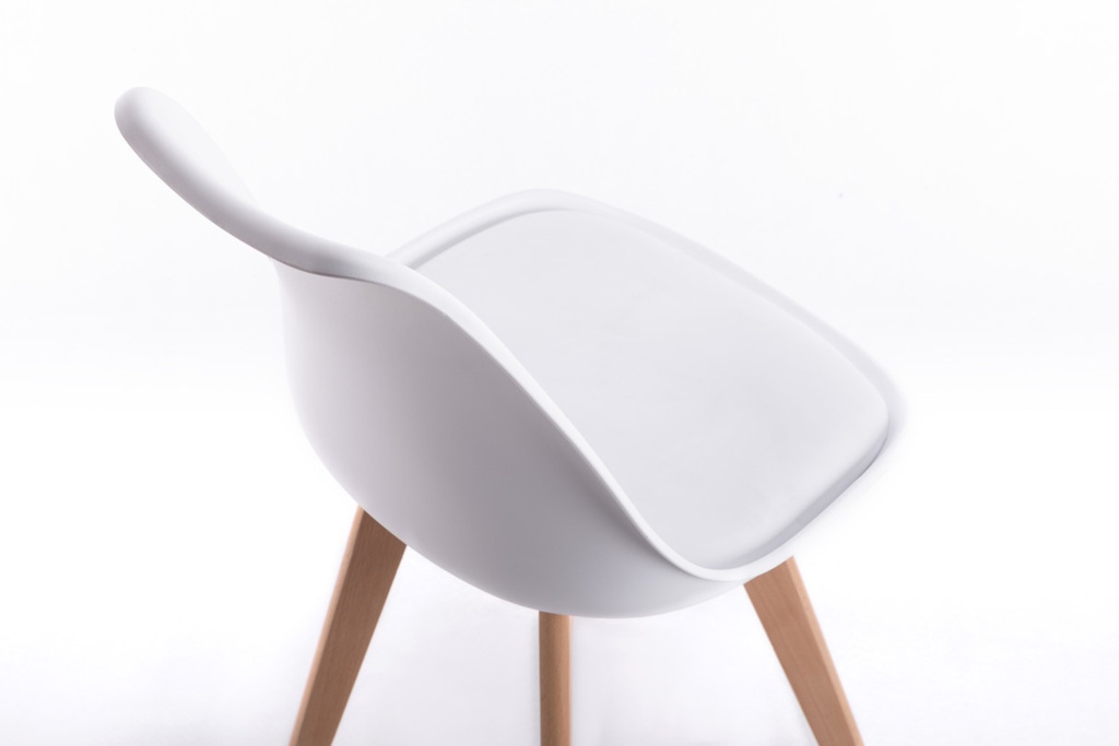 Lot de 2 chaises scandinaves TOMY en polypropylène coussin simili pieds en bois - Blanc