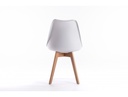 Lot de 2 chaises scandinaves TOMY en polypropylène coussin simili pieds en bois - Blanc
