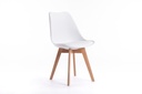 Lot de 2 chaises scandinaves TOMY en polypropylène coussin simili pieds en bois - Blanc