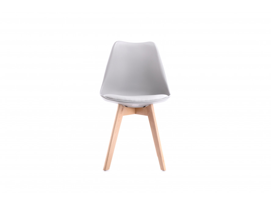 Lot de 2 chaises scandinavesTOMY en polypropylène coussin simili pieds en bois - Gris