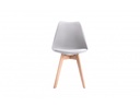 Lot de 2 chaises scandinavesTOMY en polypropylène coussin simili pieds en bois - Gris