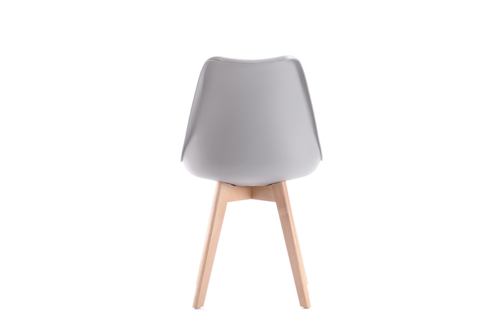 Lot de 2 chaises scandinavesTOMY en polypropylène coussin simili pieds en bois - Gris