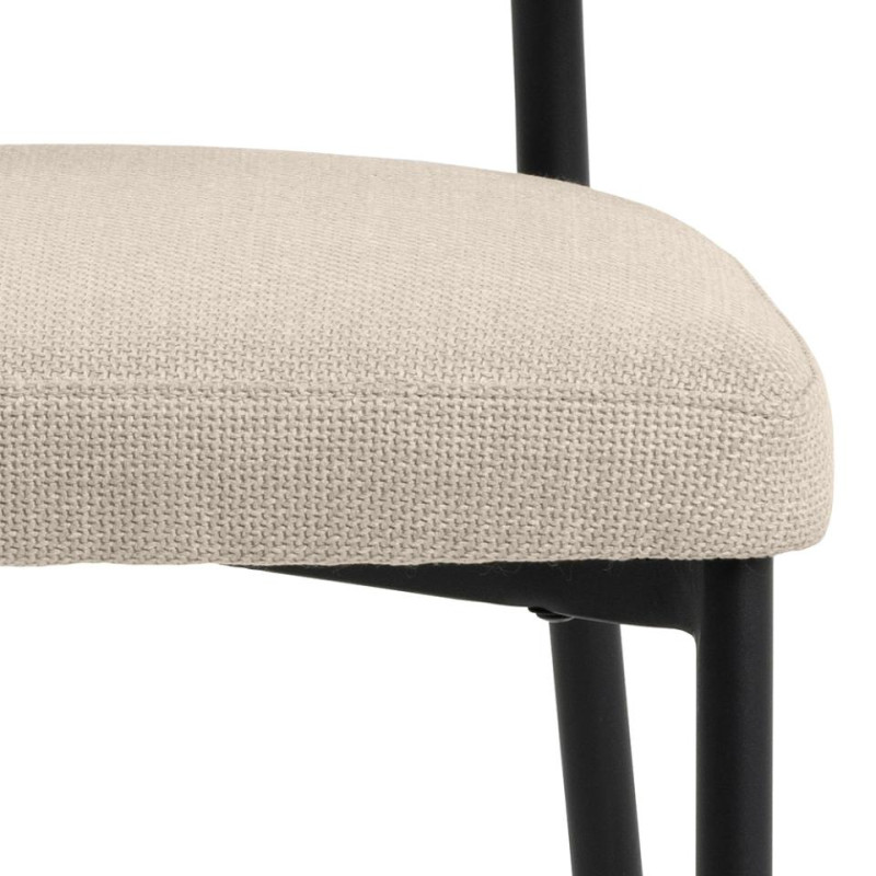 Lot 2 Chaises EDINA Mét. Noir mat & Tissu Basel Gris foncé