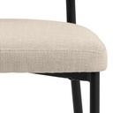Lot 2 Chaises EDINA Mét. Noir mat & Tissu Basel Gris foncé