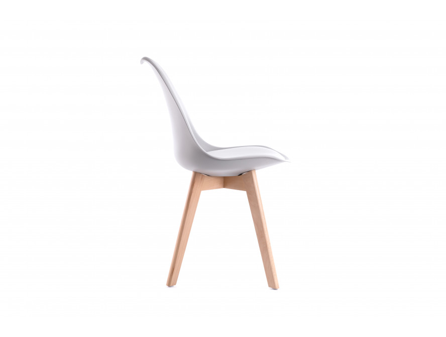 Lot de 2 chaises scandinavesTOMY en polypropylène coussin simili pieds en bois - Gris