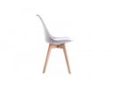 Lot de 2 chaises scandinavesTOMY en polypropylène coussin simili pieds en bois - Gris