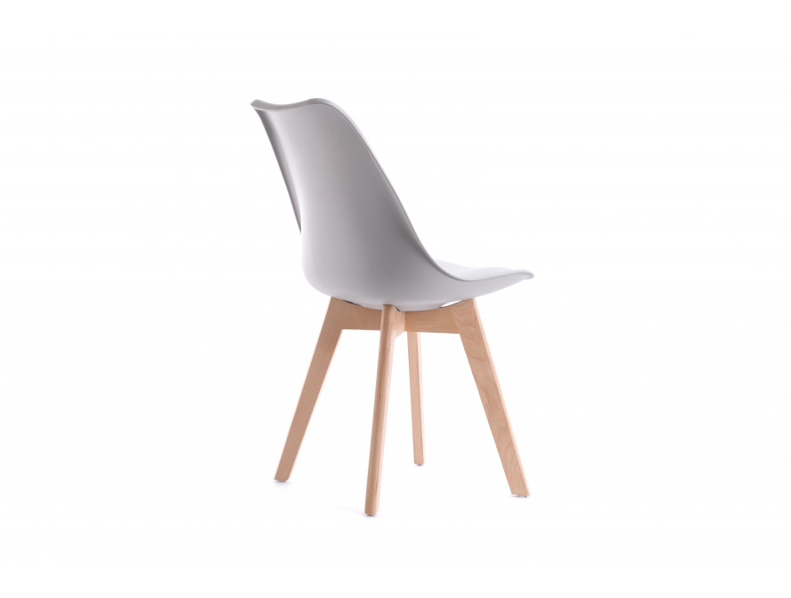 Lot de 2 chaises scandinavesTOMY en polypropylène coussin simili pieds en bois - Gris