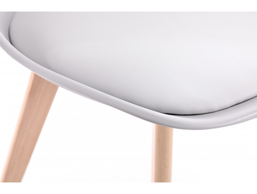 Lot de 2 chaises scandinavesTOMY en polypropylène coussin simili pieds en bois - Gris