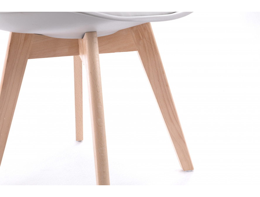 Lot de 2 chaises scandinavesTOMY en polypropylène coussin simili pieds en bois - Gris