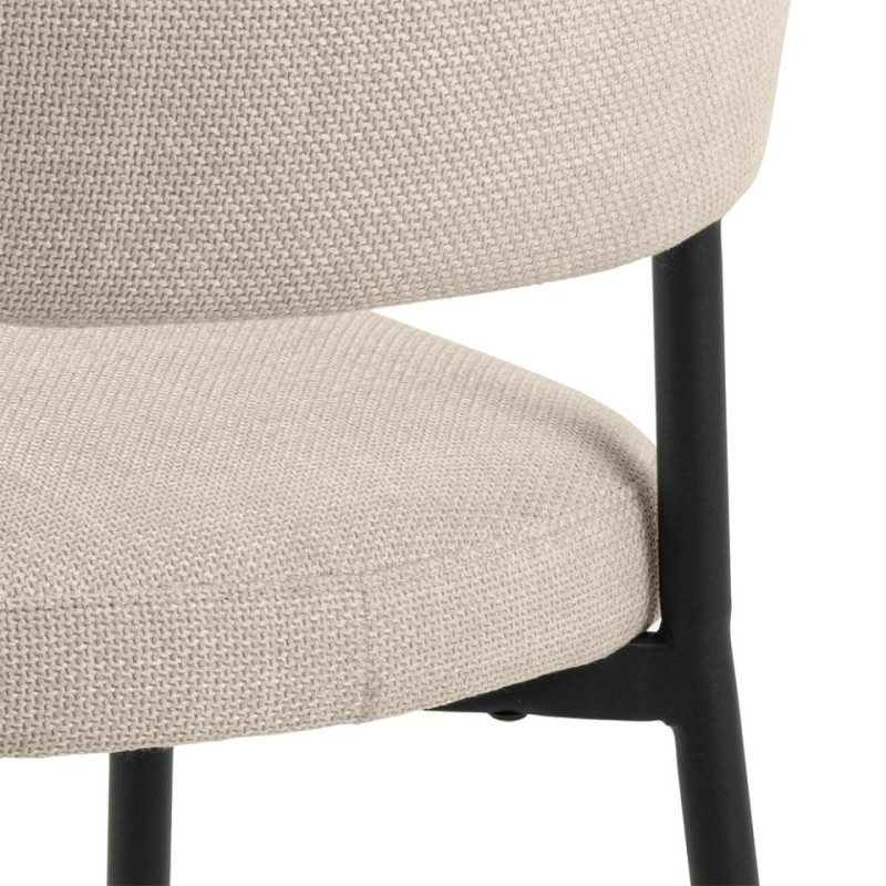 Lot 2 Chaises EDINA Mét. Noir mat & Tissu Basel Gris foncé