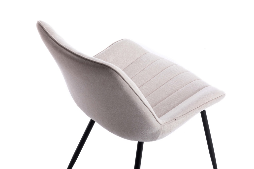 Lot de 2 chaises ORLANDO à rayures en tissu avec pieds en métal noir - Beige