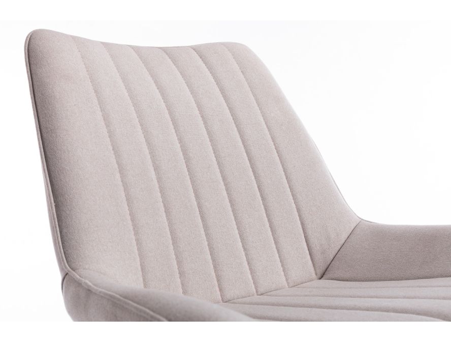 Lot de 2 chaises ORLANDO à rayures en tissu avec pieds en métal noir - Beige
