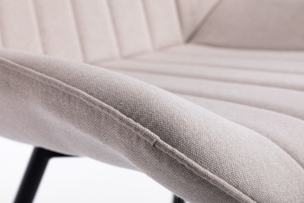 Lot de 2 chaises ORLANDO à rayures en tissu avec pieds en métal noir - Beige
