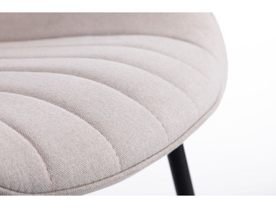 Lot de 2 chaises ORLANDO à rayures en tissu avec pieds en métal noir - Beige